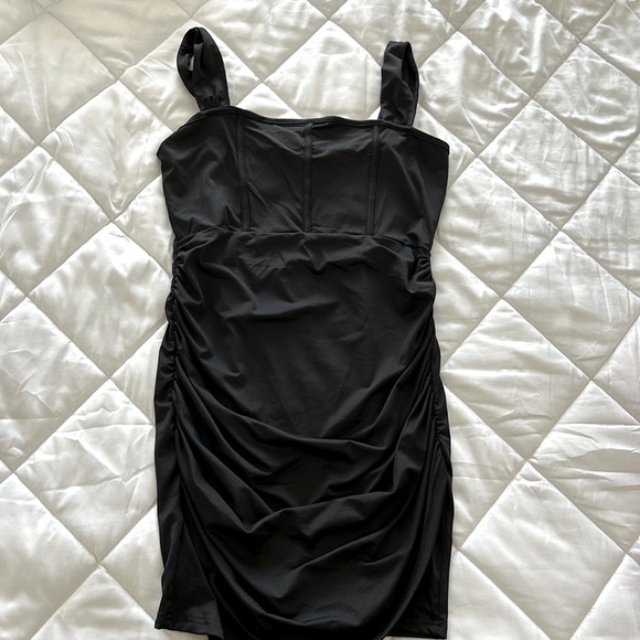 Black Ruched Mini Dress - Picture 3 of 4